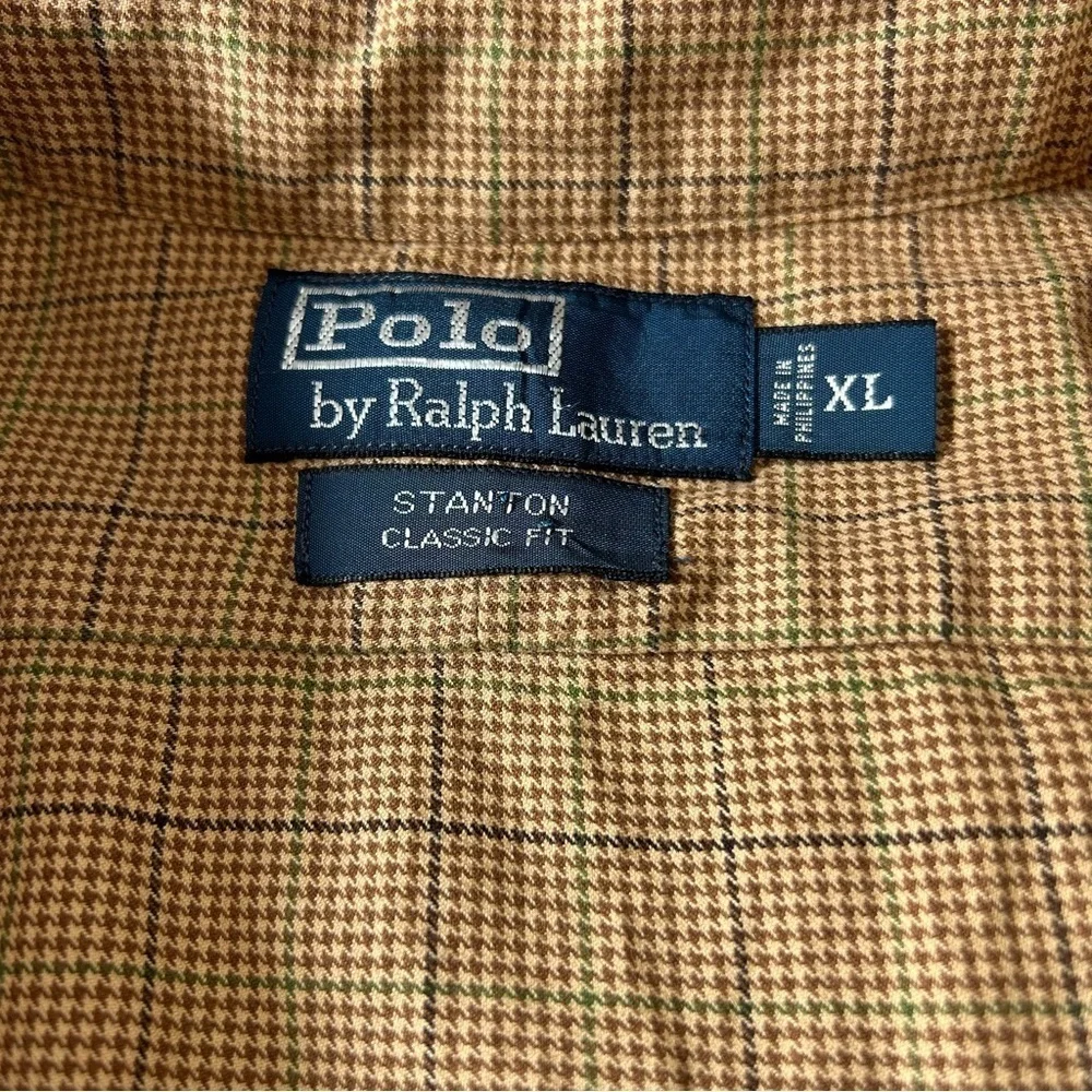 Polo Ralph Lauren Button Down Shirt Men's Long Sleeve Plaid Brown Size XL